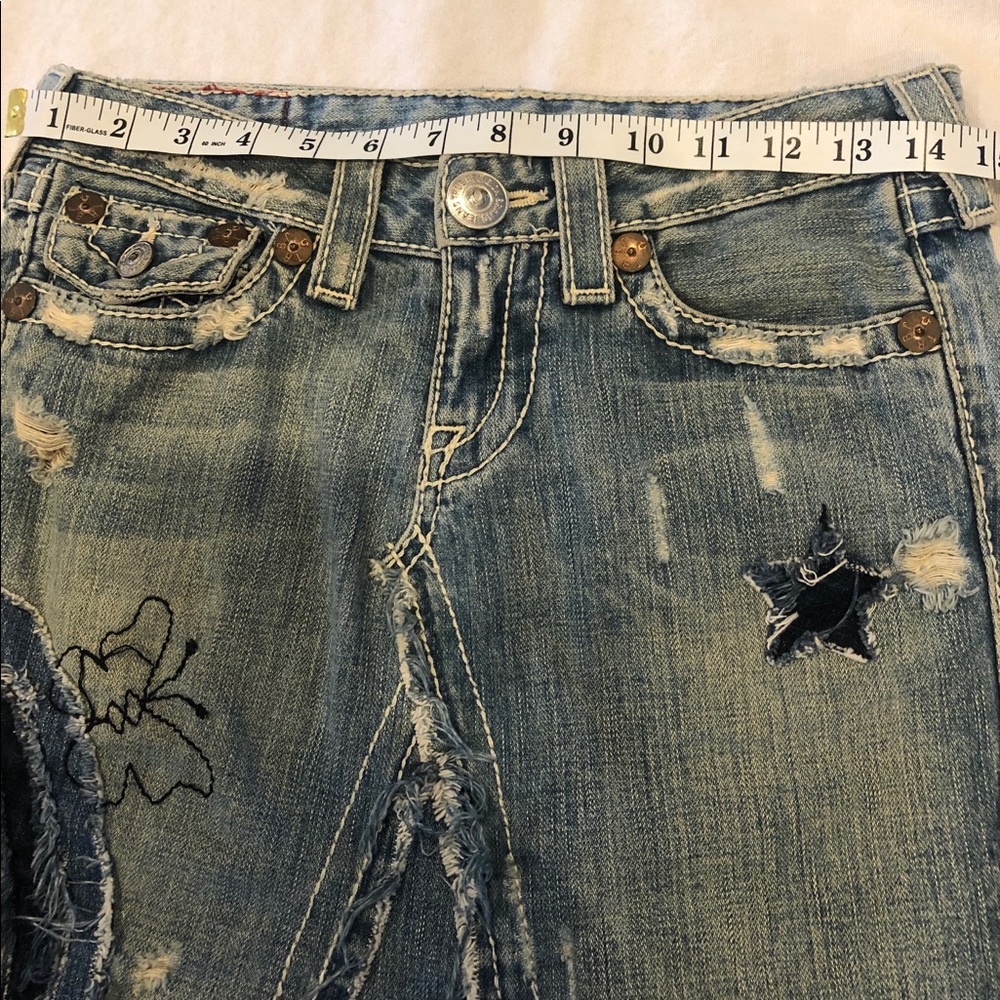 TRUE RELIGION rare patchwork denim skirt - 00s vintage - Picture 5 of 7